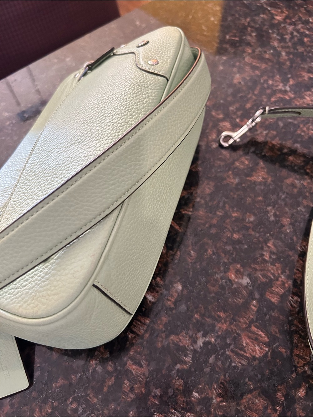 Coach Outlet Millie pale pistachio RARE  pebbled leather shoulder bag - Picture 5 of 11